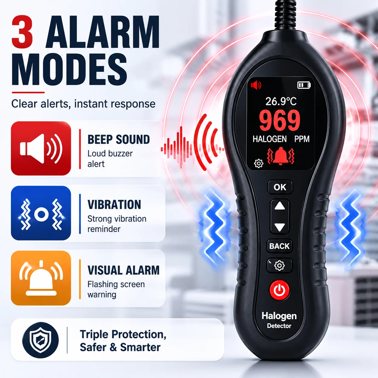 Refrigerant Leak Detector R134A R410A R22 AC Sniffer Automotive Home Air Conditioning Gas Tester with Sound Light Alarm