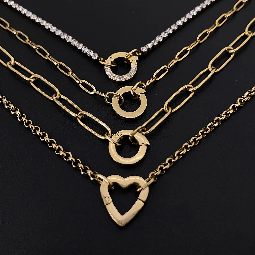 EManco الأزياء سحر سوار DIY الفولاذ المقاوم للصدأ قابل للتعديل مشبك ورق اللؤلؤ القلائد الاكسسوارات اليدوية السيدات المجوهرات هدية #6