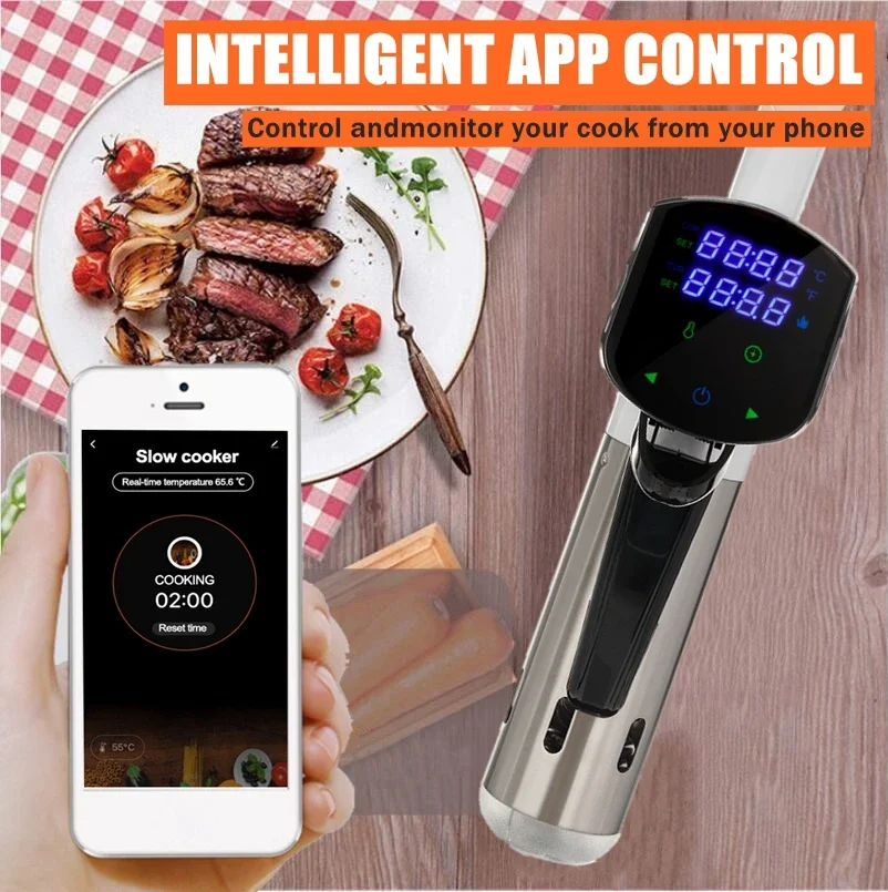 IPX7 Waterproof Smart Wifi Control Sous Vide Cooker 1800W Immersion Circulator Slow Cooker Vacuum Heater Accurate Temperature