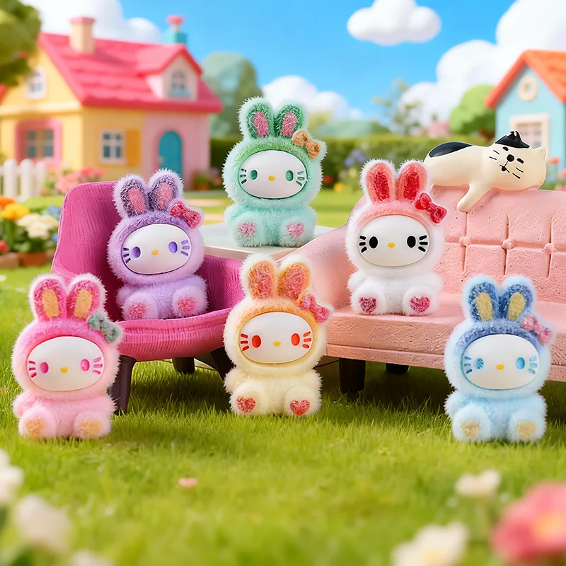 6pcs Anime Rainbow for HelloKitty Doll Creative DIY Resin Doll ornaments crafts high-end desk decorations For Christmas Gifts