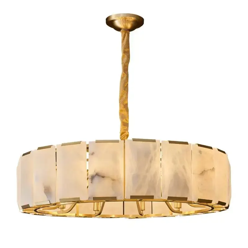 

High-end villa light luxury American designer simple marble copper