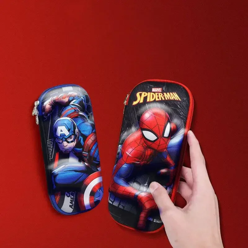 Marvel Spiderman Pencil Case Handsome Cartoon Iron Man Captain America High-capacity Bilayer Pencil Box School Supplies Gifts