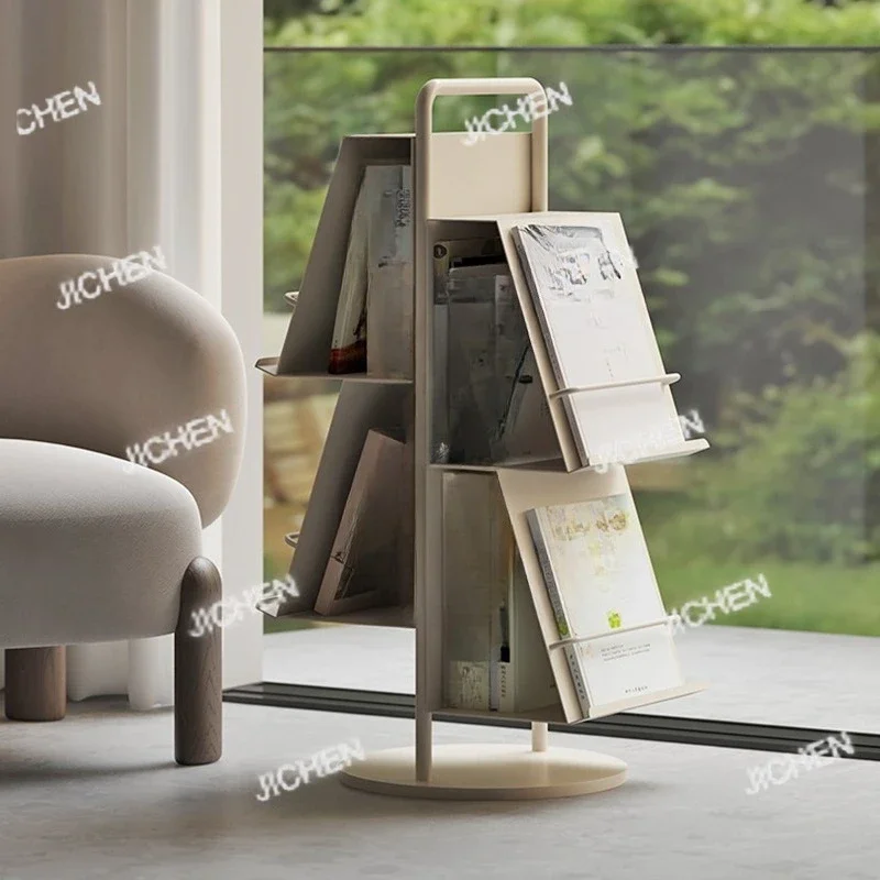 HSMinimalist Design Floor Bookshelf Home Newspaper Display Reading Storage Magazine Rack Sofa Side Table Creative Furniture
