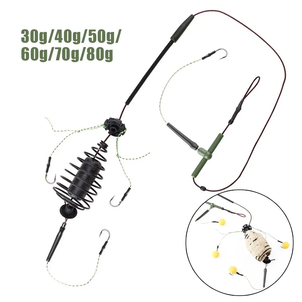 

30-80g Carp Fishing Bait Cage Line Group Feeder Sinker String Hook Sinking Fishing Bait Basket Pesca Fish Tackle Accessory N E W