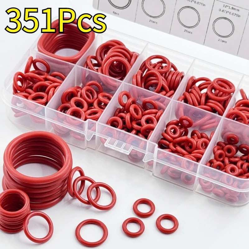 351Pcs/Set Silicone O-ring 10 Sizes Multi-specification Universal Washersoil and Heat Resistant Sealing Ring for Home Industrial