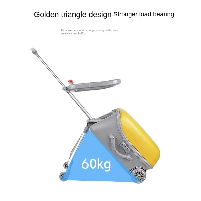 Children's Suitcase on Wheels Ride on Trolley Luggage Foldable Travel Bags Suitcase Lazy Kids Trolley Cabin Carry on Suitcases