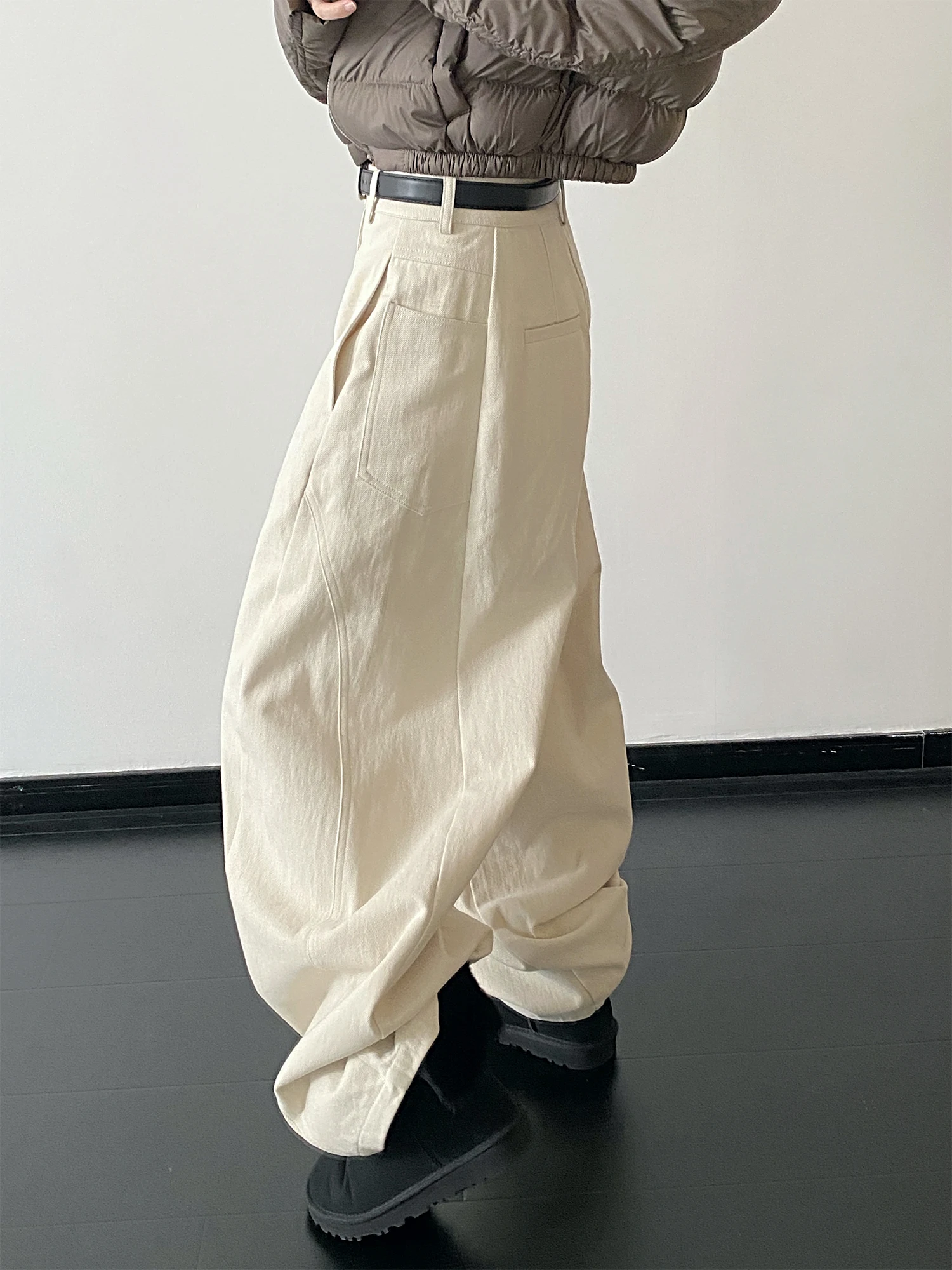 

Брюки SunYeo Fog Island Upade Version Heavy Du Waed Thin Fce Casual Work Pants с высокой талией, на молнии, из других материалов