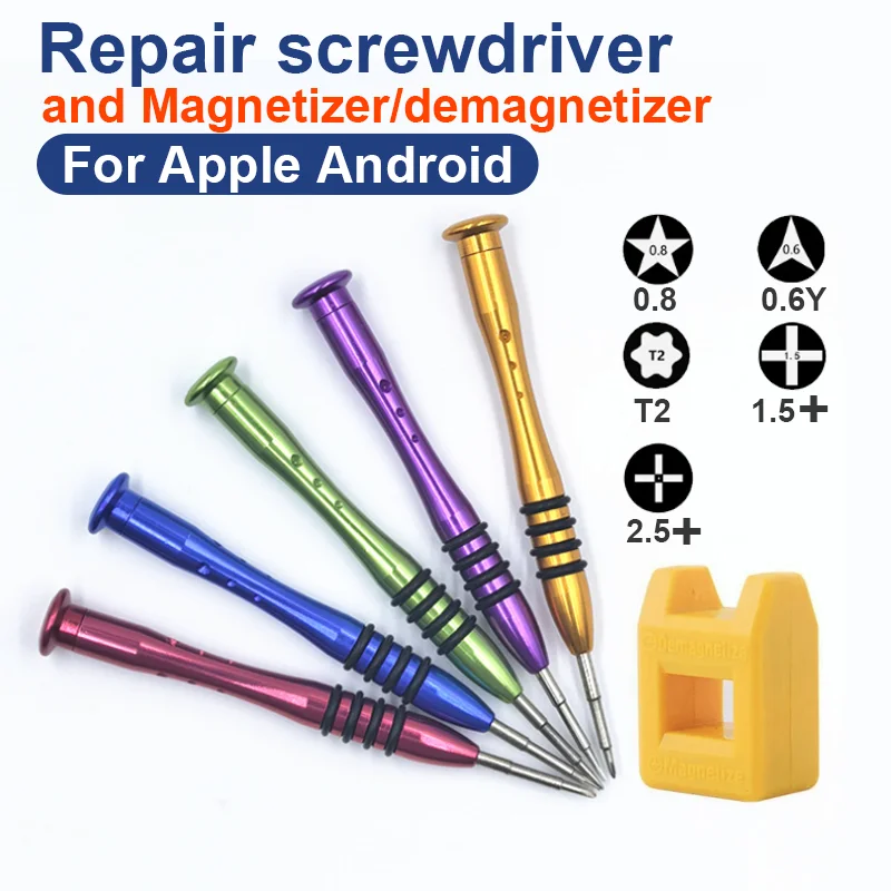 

5pcs/set mobile phone disassembly and repair screwdriver tool and magnetizer, suitable for most Apple and Android devices