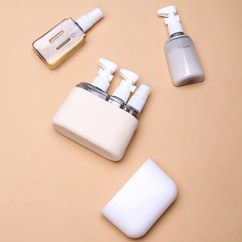 3-teiliges Set 50ml&100ml Reiseflaschen-Set Shampoo Duschgel Handseife Kosmetik Feuchtigkeitspflege Leere Flaschen Reise-Kit Zubehör