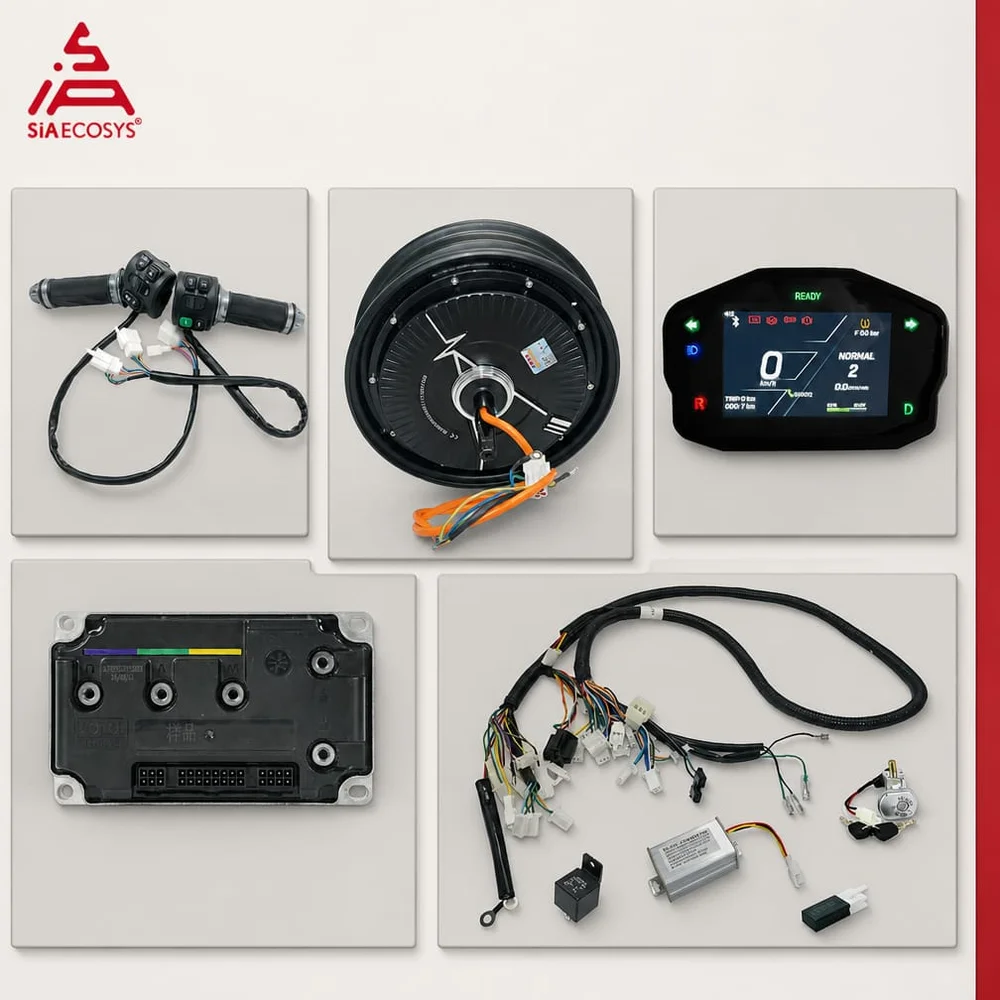 SiAECOSYS Complete Hub Motor Kit 1500W QS212 with Votol EM85-2 Controller SCJ 4.3inch LCD Display for E-Scooter Conversion