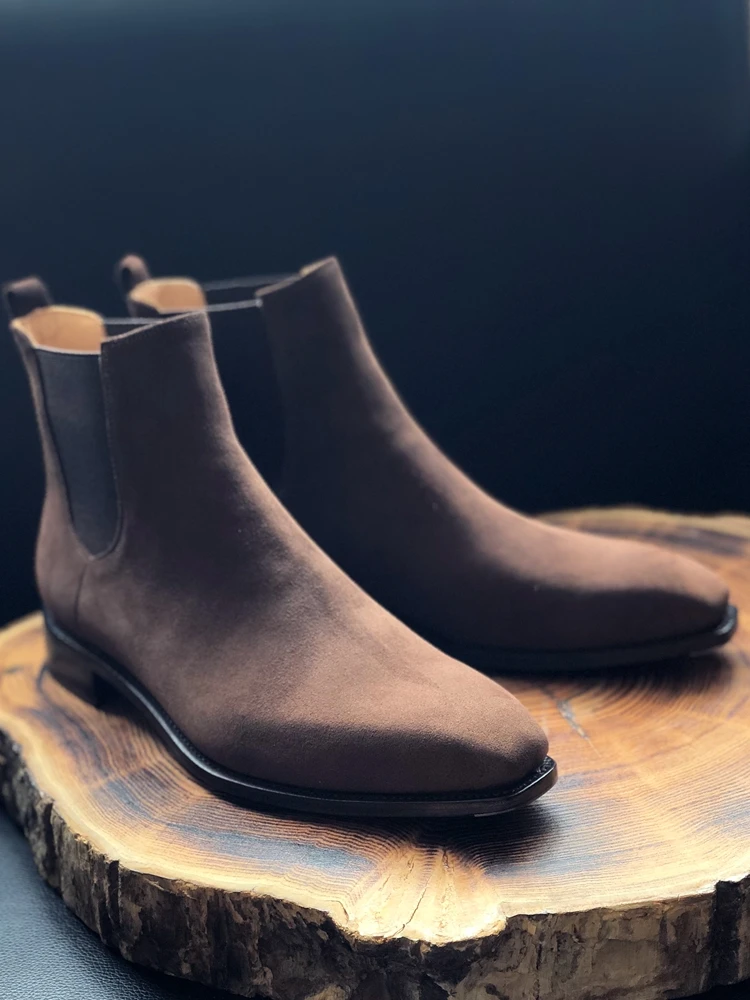 cie Suede Chestnut Goodyear Welted Chelsea Boot Handmade Shoes Calf Leather Out-sole Ankle Boots  MA13