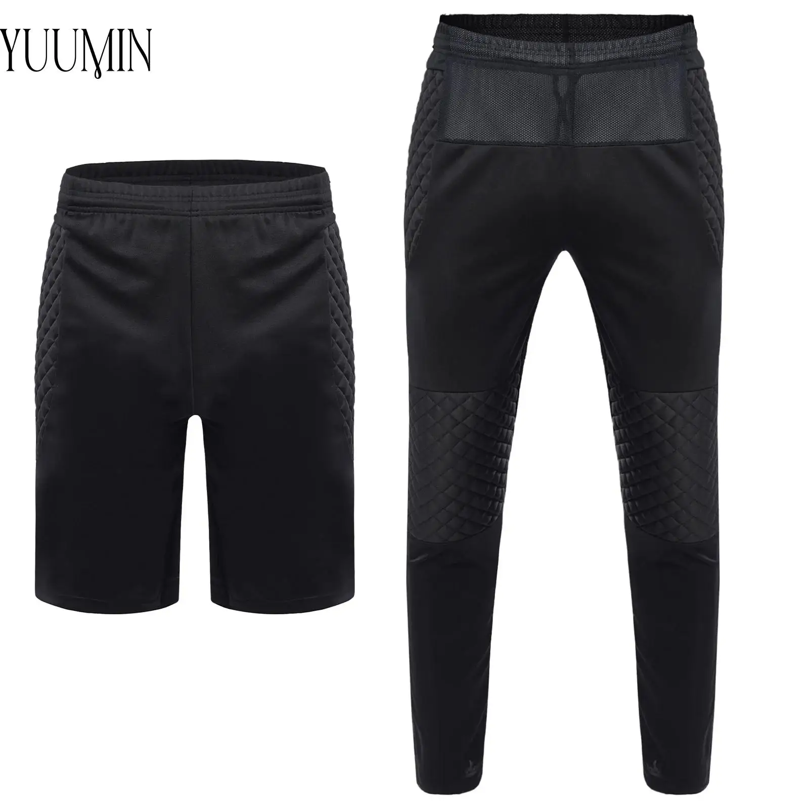 

Mens Sports Shorts Protection Padded Goalkeeper Pants Drawstring Goalie Trousers Man Basketball Football Match Training Clothes