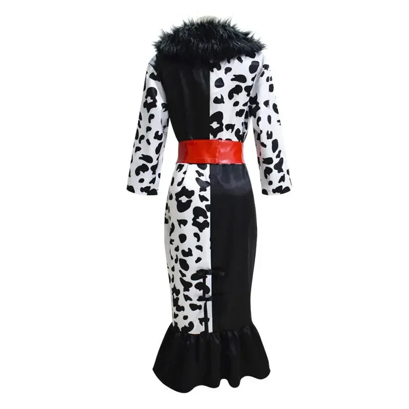 

New Halloween Cosplay Costume Women Adult Cruella De Vil Mask Necklace Deville Dress Wig 2026★