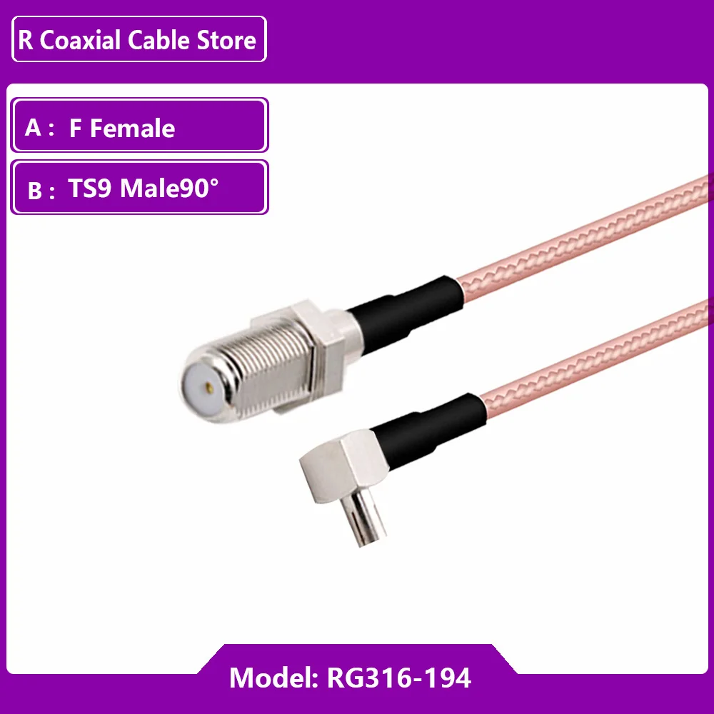 Rg316 rf cabo coaxial 3g modem ts9 macho ângulo direito interruptor f tipo fêmea trança adaptador para wifi gsm 3g gps 4g 5g módulo