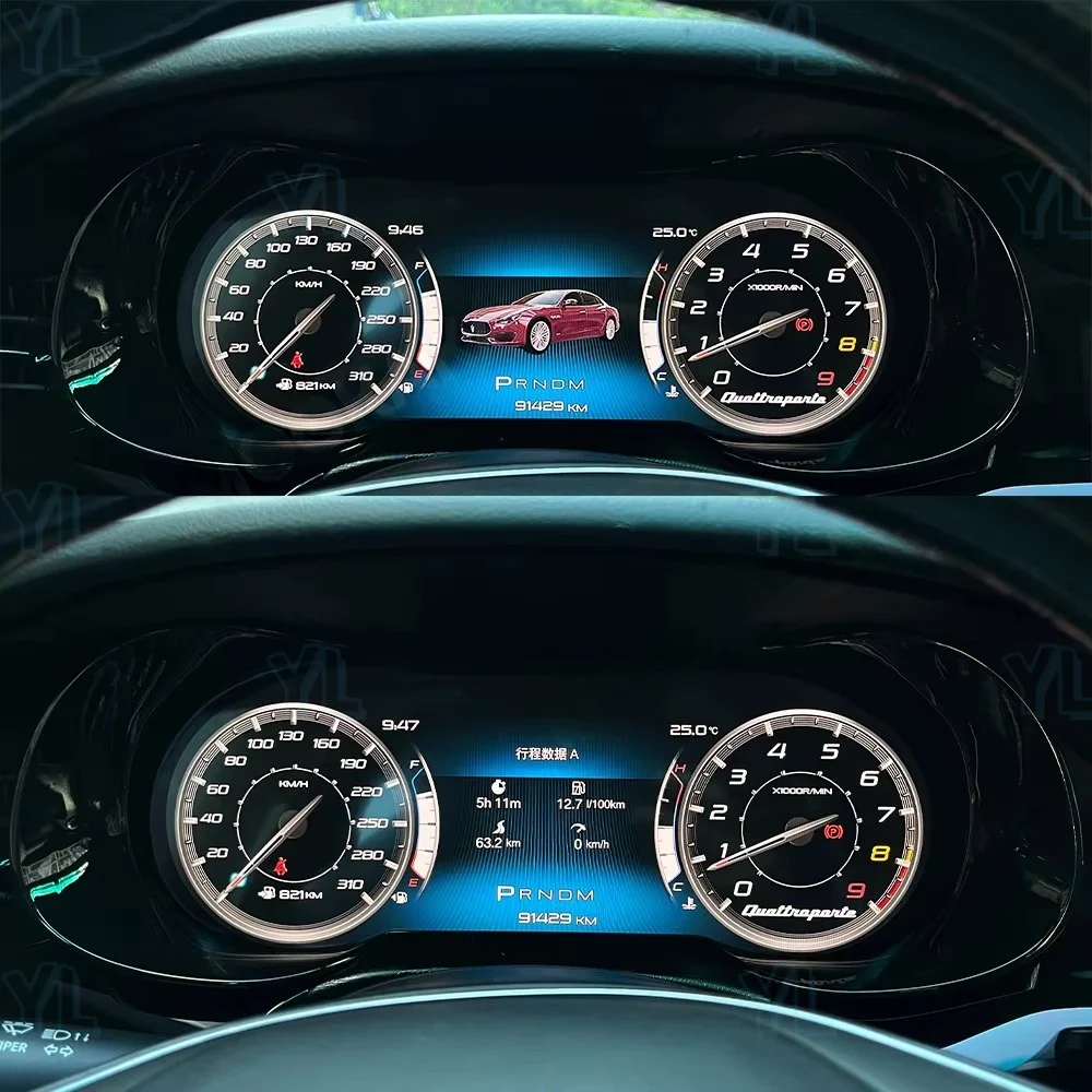 YL 12.3 نظام لينكس LCD لوحة قيادة السيارة عداد السرعة الرقمي لمازيراتي كواتروبورتي 2013-2023 لوحة قمرة القيادة الافتراضية #3