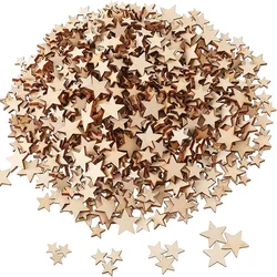 100-500 Uds Mini estrellas de madera en blanco rodajas de estrellas de madera estrella de Navidad estrella de madera de tamaño mixto para manualidades navideñas DIY suministro