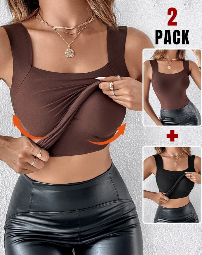 

Women's vest 2025 Spring Summer 2 Piece U Neck Shapewear Built in Bra Tank High Strechy Sleeveless Slim Fit Tank Tops Camisole