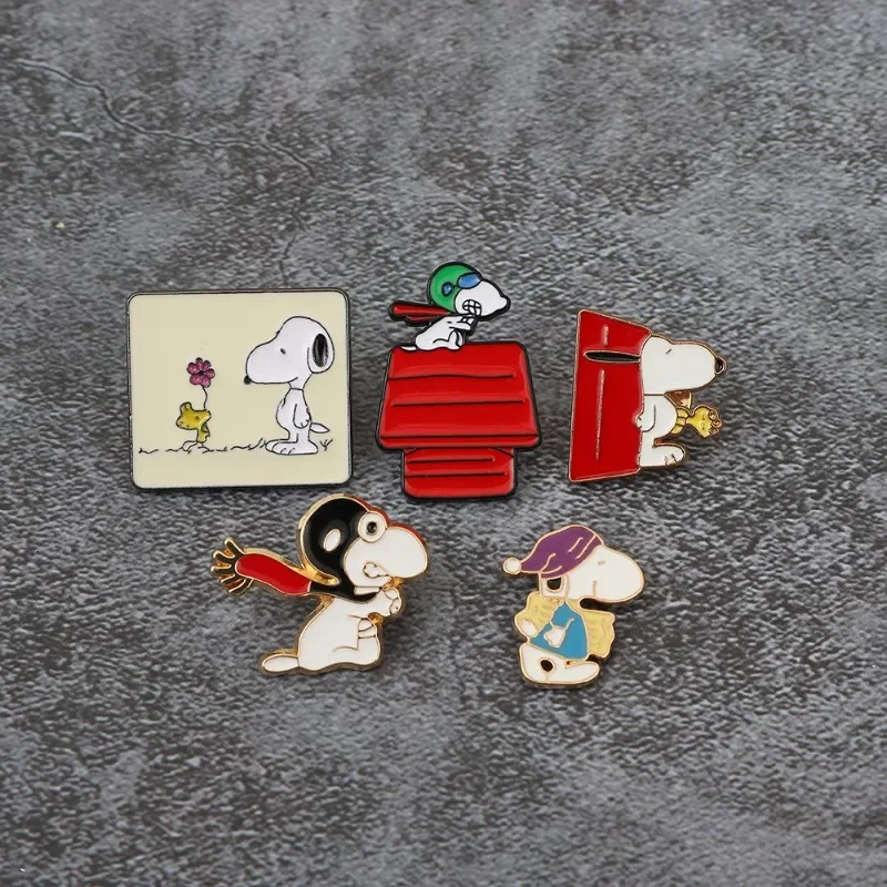

Snoopys Brooch Cartoon Japanese Badges Cute Lapel Badges for Backpacks Briefcase Metal Pin for Clothes Accessories Gift