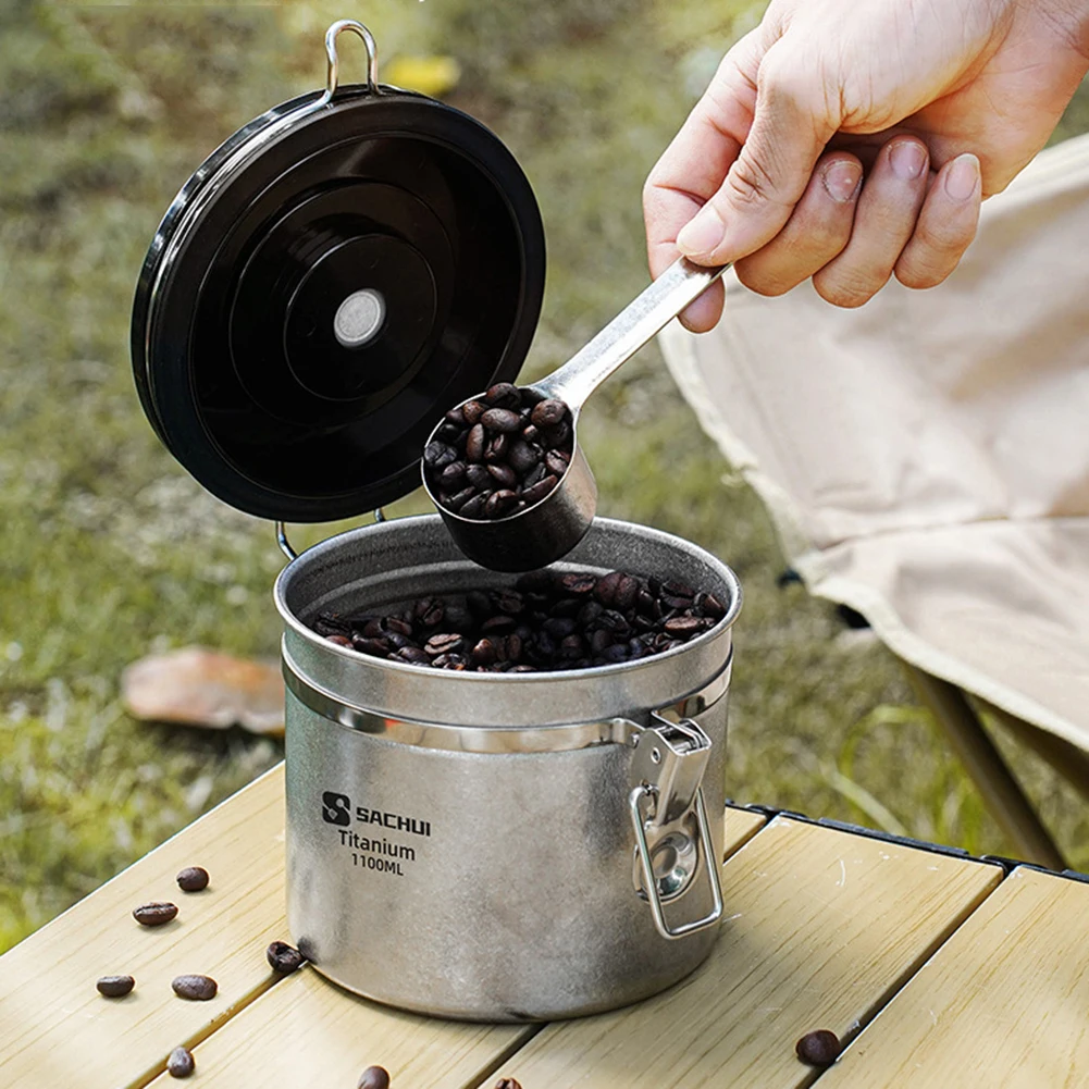 

Титановая канистра для хранения кофейных зерен, 1100 мл — герметичный, светоблокирующийся контейнер для свежести для кофе, чая, зерен и многого другого