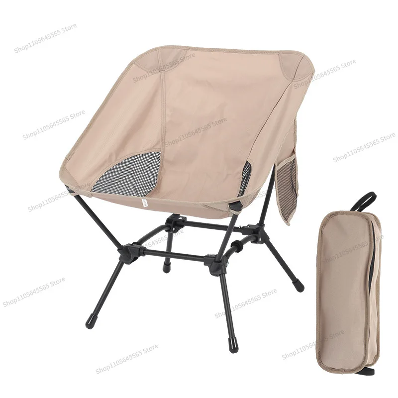 For Outdoor Square Structure Beach Fishing Stool Convenient Four Corner Camping Folding Chair Lightweight Iron Tube Moon Chair