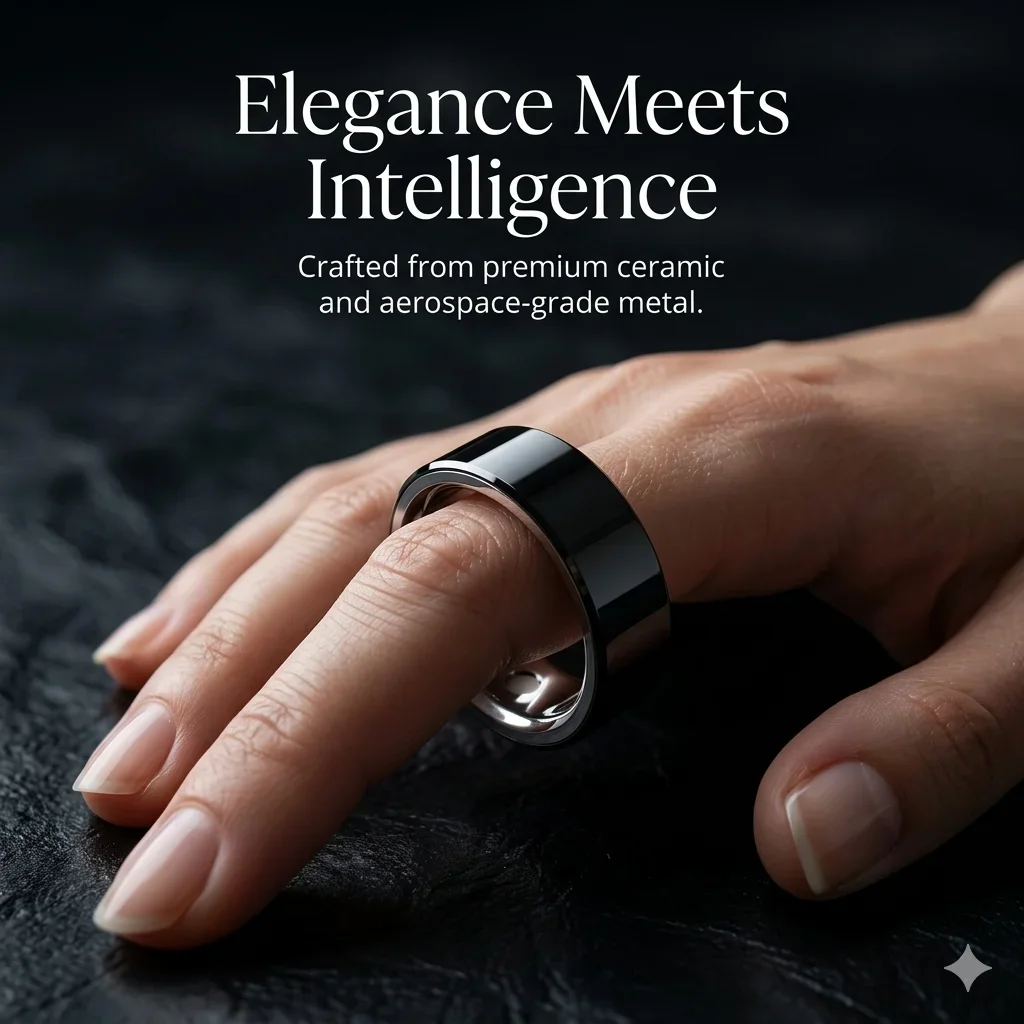 

QINO AI Smart Ring Fitness Sleep Health Tracker Vibration Reminder Touch Control SOS No App Fee 6-Day Battery Life Temp Monitor