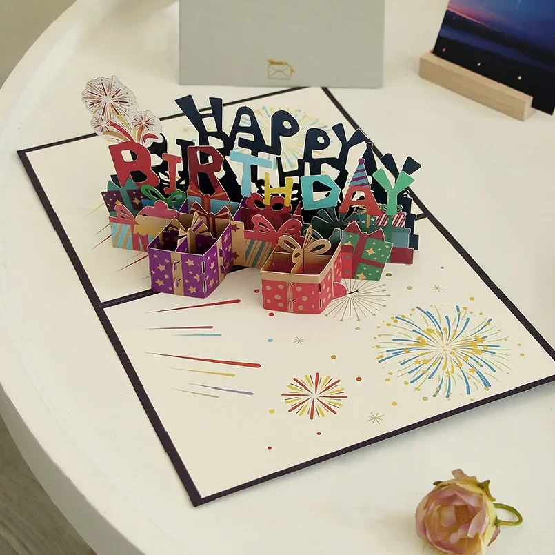 

Happy Birthday Greeting Cards 3D Pop Up Card Birthday Cake Greeting Cards with Envelope Birthday Gifts to Family Friends Lovers