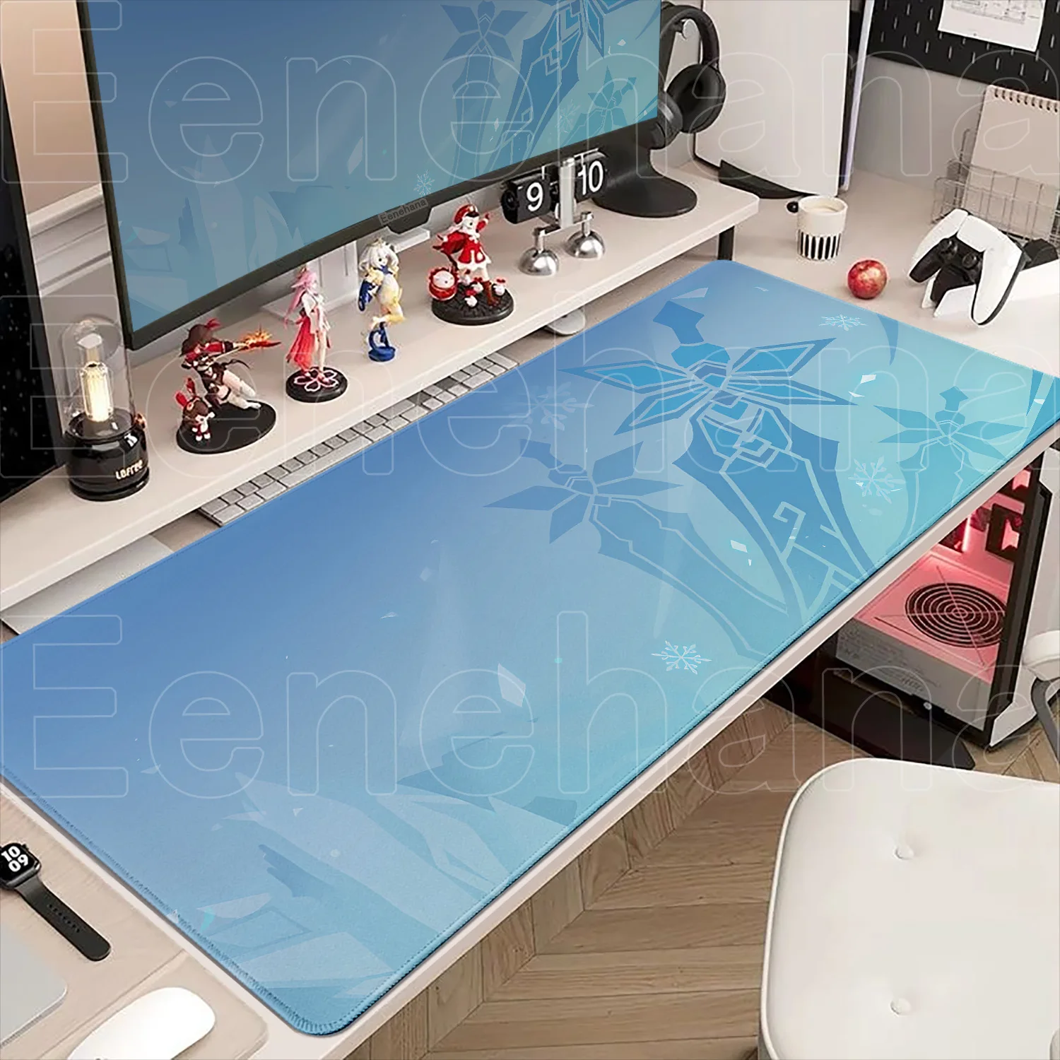

900x400mm Genshin Pattern Gaming Mouse Pad Cartoon Chongyun Blade Computer Keyboard E-Sports Deskmat XXL Anti-slip Rubber Carpet