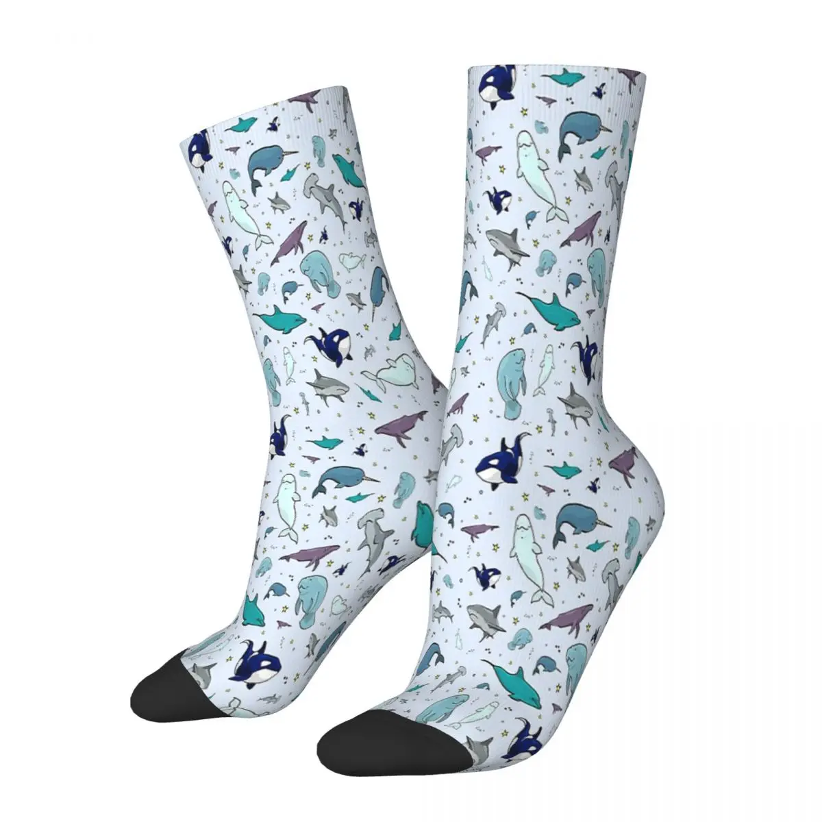 

Blue Orcinus Orca Whale Dolphin Socks Male Mens Women Winter Stockings Harajuku