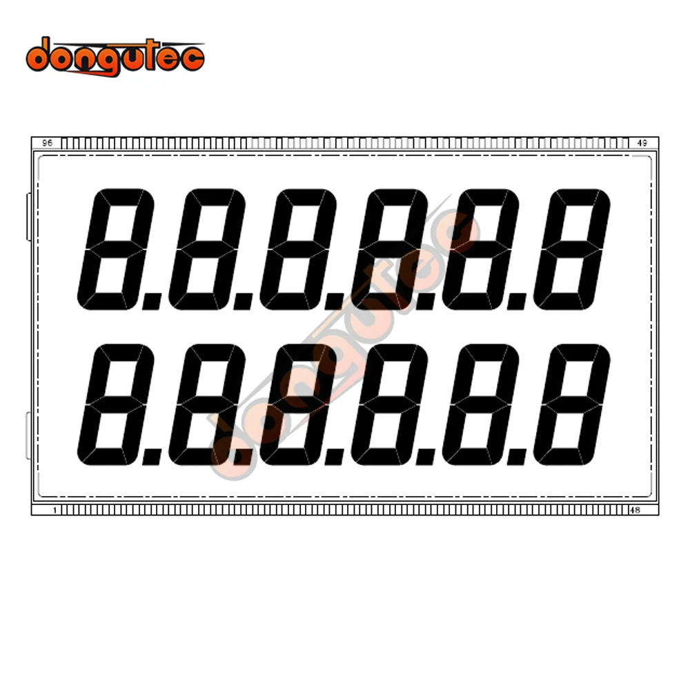 96PIN TN Positive Double 6-Digits Segment LCD Refueller Screens