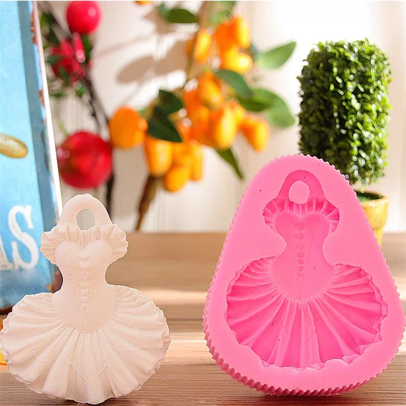 Girl\'s Ballet Dancing Skirt Fondant Silicone Mold Sugar Craft Gumpaste Chocolate Mould Cupcake Baking Decorating Cake Tools