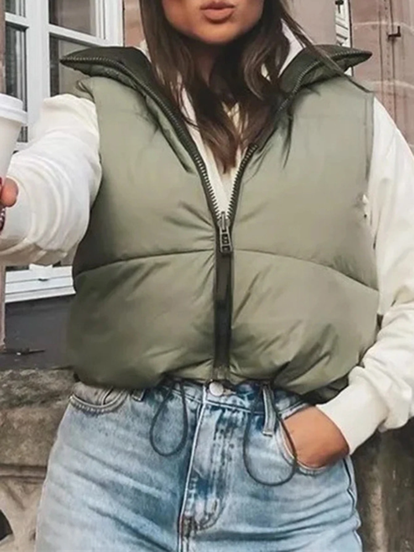 

Women's Sleeveless Vest Casual Comfortable Stand Collar Plain Autumn Winter Daily Basic Top