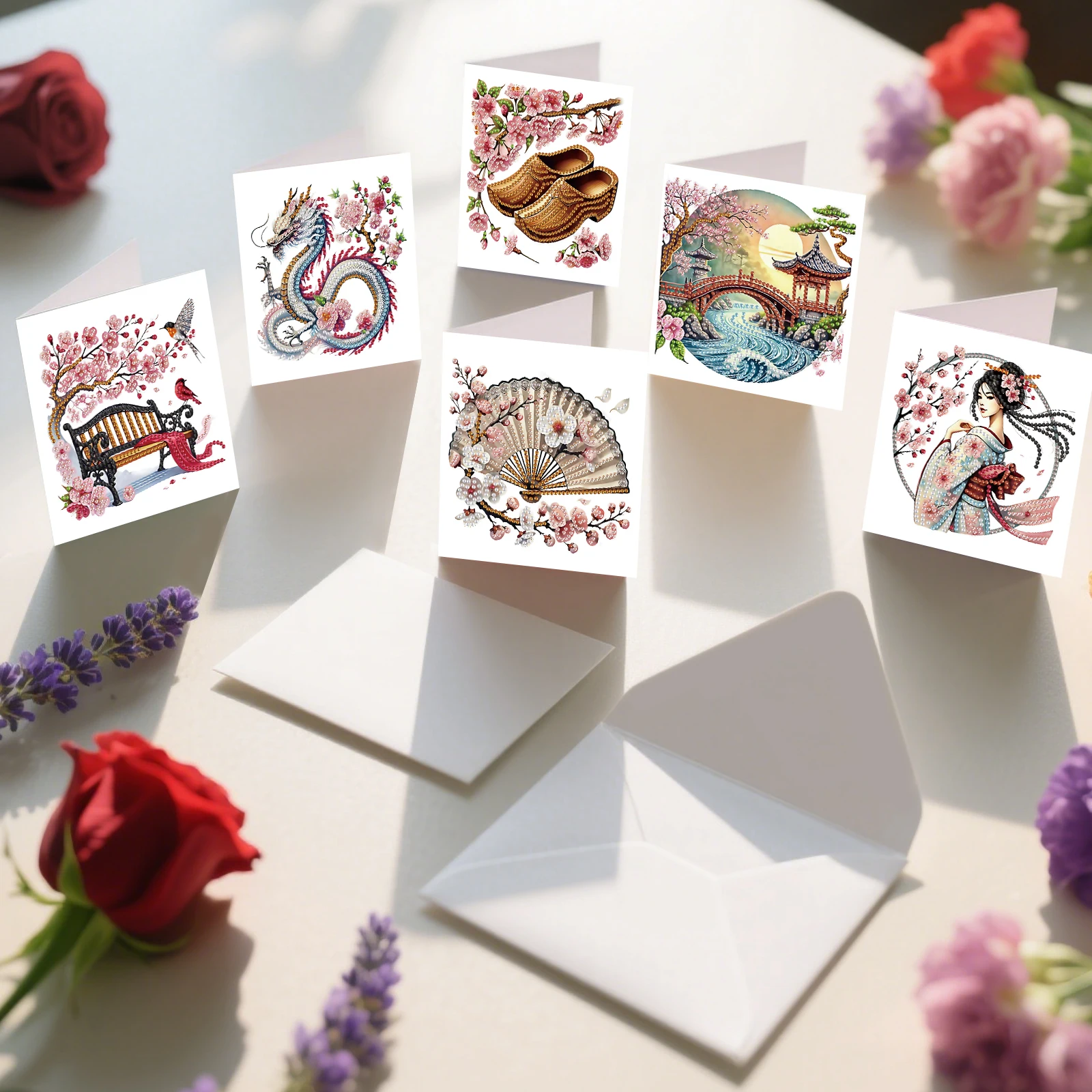 6PCS Diamond Art Painting Greeting Cards Kits,Romantic theme Special Shaped Diamond Art congratulation cards Art handmade Gifts view 6