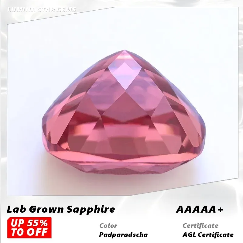 

L-Lab Grown Padparadscha Square Cushion Shape Fire Lotus Color Gemstone For Charms Diy Jewelry Making Selectable AGL Certificate