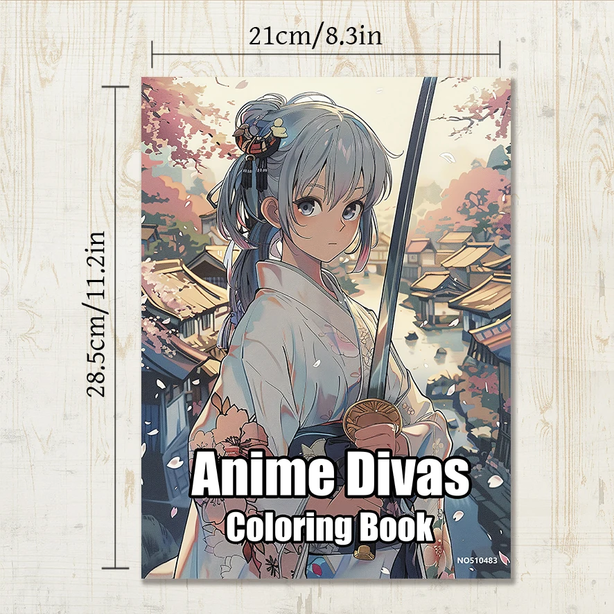 Anime Divas Adult Coloring Book - 8.3x 11.2 Inch 22 Page Coloring Book - Helps Reduce Stress and Ease Emotions