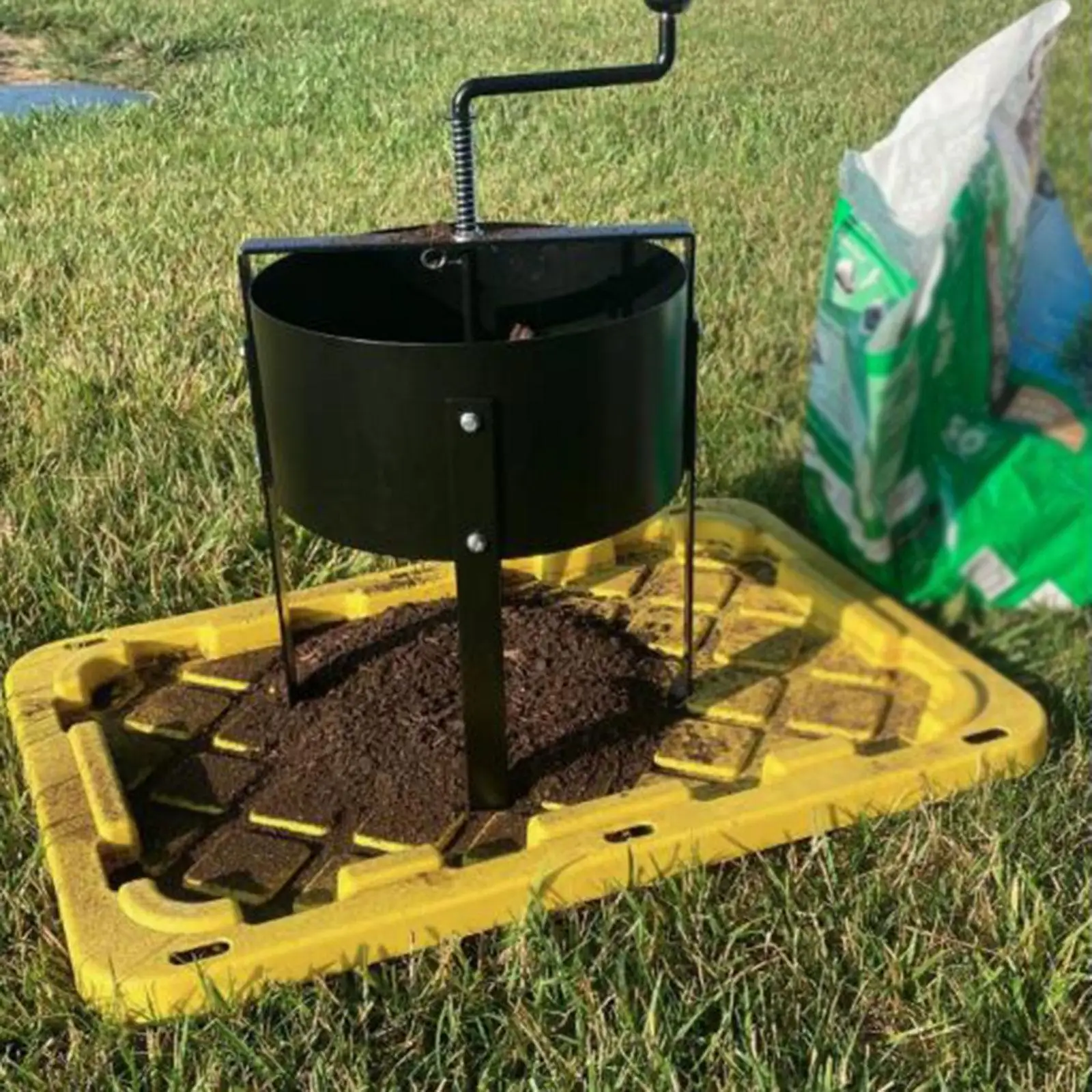 Rotary Soil Sifter with Shovel and Glove Compost Sifter Multifunctional Iron