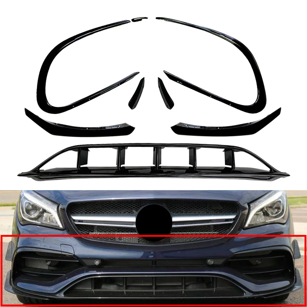 

8Pcs/Set Car Front Bumper Spoiler Lip Kit Decoration For Mercedes Benz CLA Class C117 X117 W117 LCI 2016 2017 2018 2019