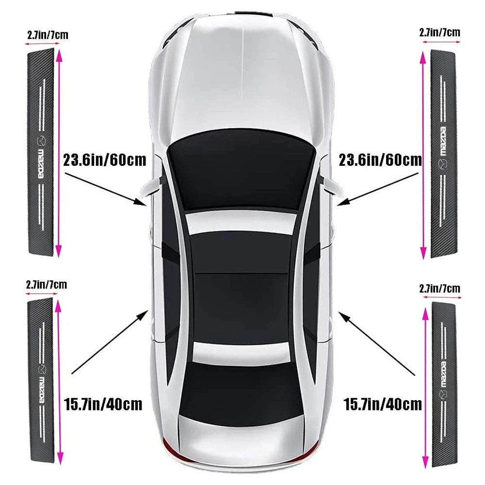 4Pcs Car Carbon Fiber Door Sill Protector Stickers for Mazda 3 CX3 CX4 CX5 CX7 CX8 CX9 CX30 RX7 Atenza Axela Auto Accessories