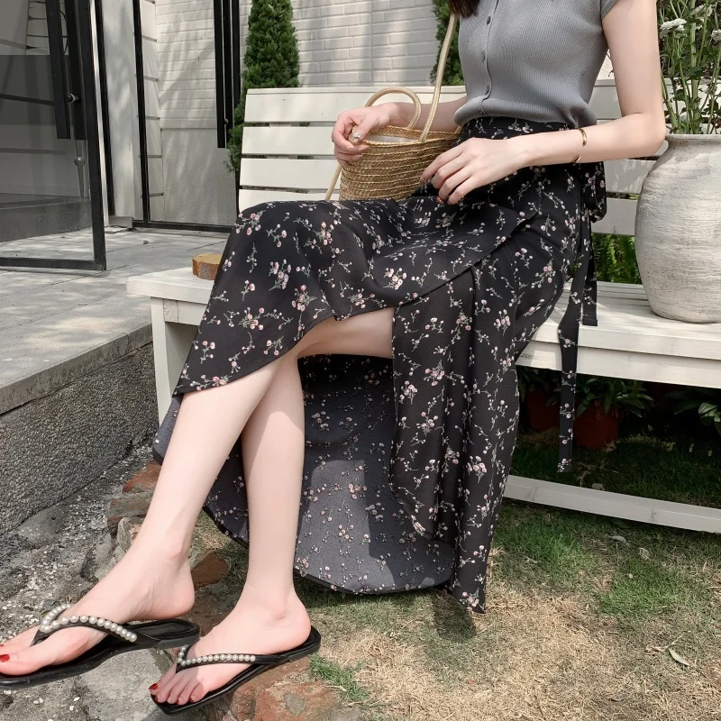 

Женская облегающая юбка-миди Vaion Travel с цветочным принтом, на завязках на талии, с разрезом, длинная юбка-карандаш