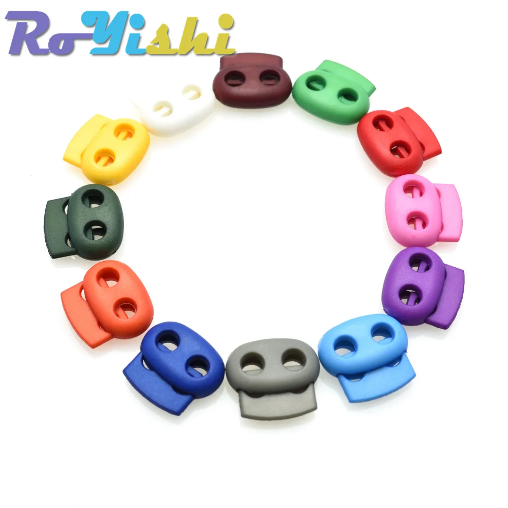 12 Pcs/Pack Mixed Colorful 5mm Hole Plastic Stopper Cord Lock Bean Toggle Clip Apparel Shoelace Sportswear Accessorie