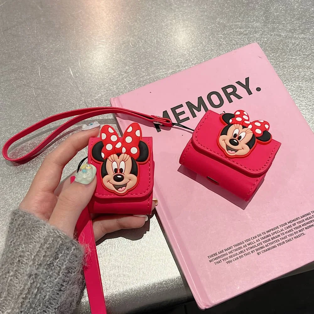 Hot Cute Cartoon Anime Role Minnie Mouse Case for AirPods 1 2 3 Pro 2rd Bluetooth Earphone Charge Box Soft Leather Protect Cover image 2