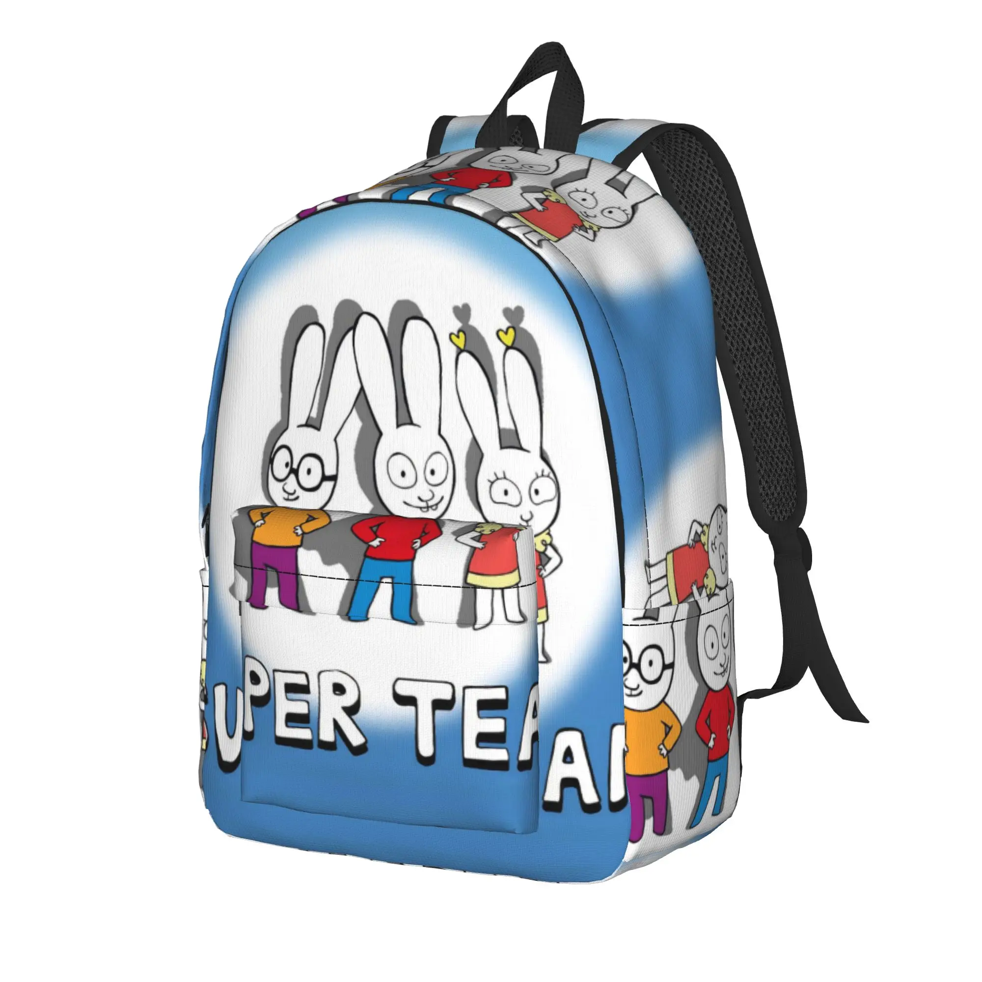 Simon Super Rabbit Casual Backpack with Pocket High School Work  Daypack for Men Women Laptop Canvas Bags