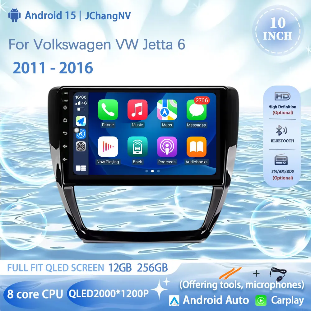 10 дюймов для Volkswagen VW Jetta 6 2011-2016 Автомобильный радиоприемник Беспроводной Carplay Android Авто Мультимедийный плеер Автомобильная стереонавигация 10 дюймов для Volkswagen VW Jetta 6 2011-2016 Автомобильный радиоприемник Беспроводной Carplay Android Авто Мультимедийный плеер Автомобильная стереонавигация
