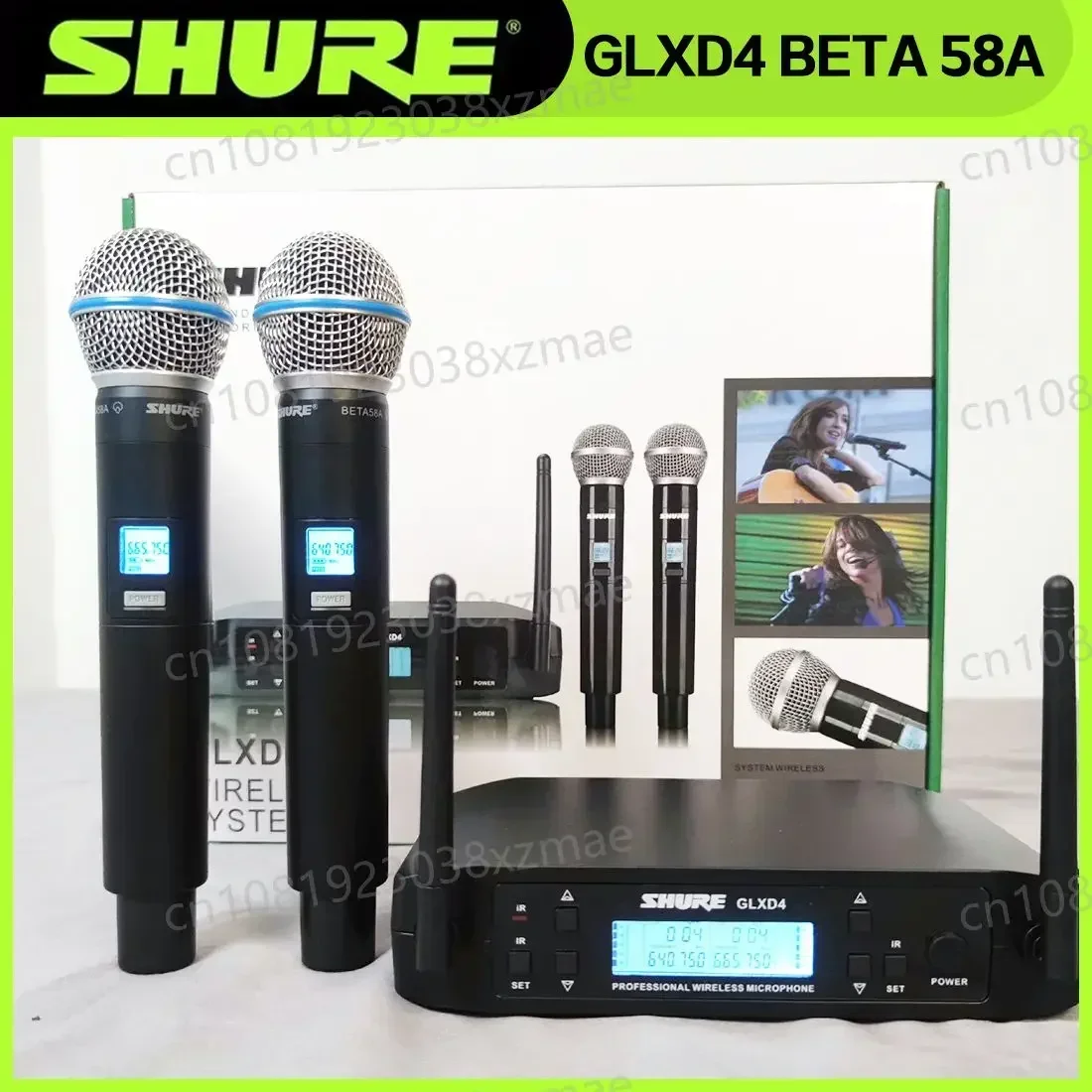 Microphone sans fil Shure GLXD4 Beta 58a UHF dynamique professionnel pour discours, diffusion, fête, scène, chant, et communication pratique