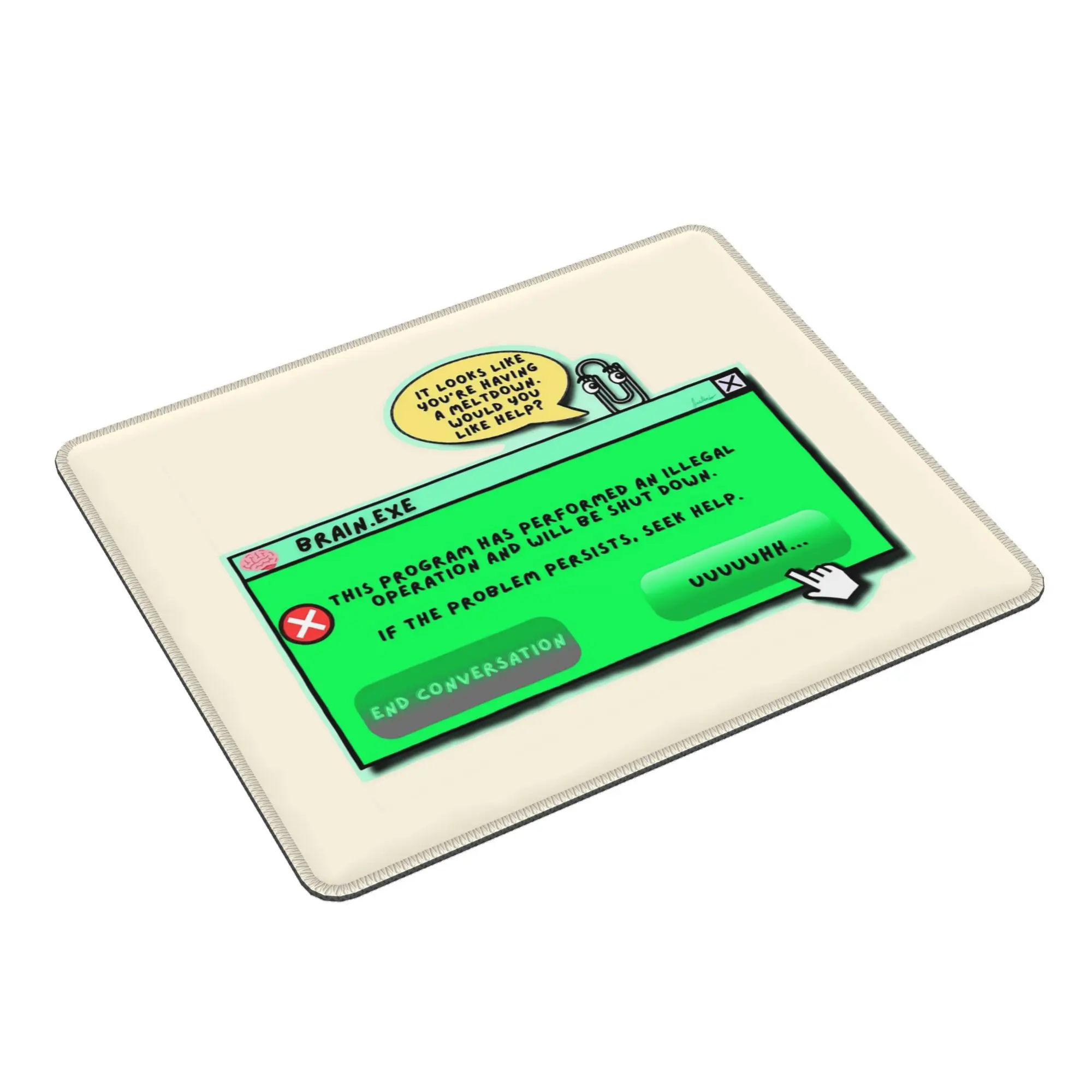 

Brain.Exe Has Crashed Mouse Pad Computer Keyboard Mouse Mat Gaming PC Laptop Desk Mat Office Accessories Table Mats