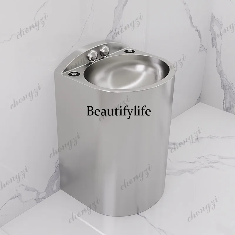 Stainless steel column wash basin double faucet double switch wash basin type detention center wash basin sink
