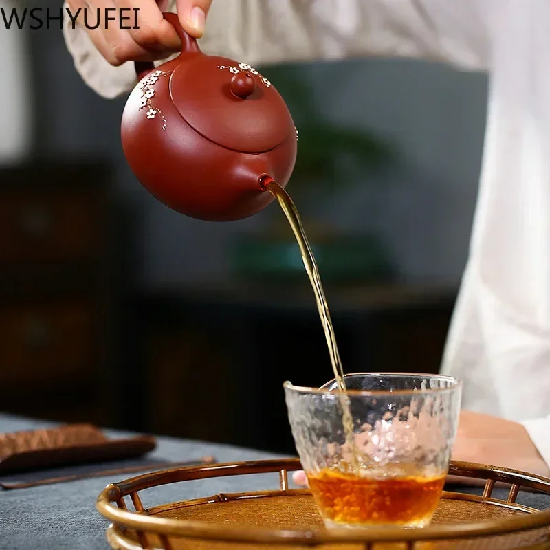 Chinese Yixing Teapot Pure Handmade Plum Blossom Xi Shi Pot Purple Clay Tea Set Kettle 188 Ball Hole Filter 240ml