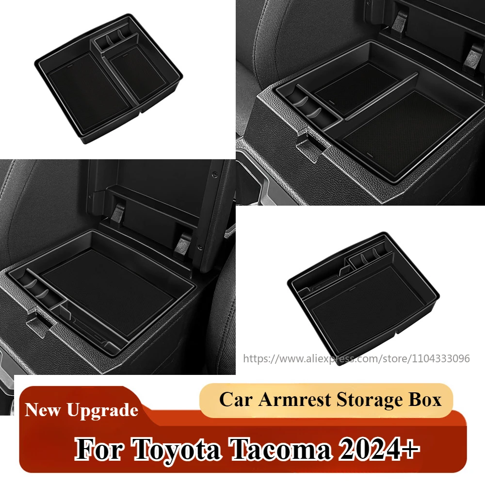 

For Toyota Tacoma 2024+ ABS Center Console Organizer Tray Armrest Storage Box Interior Storage Accessories
