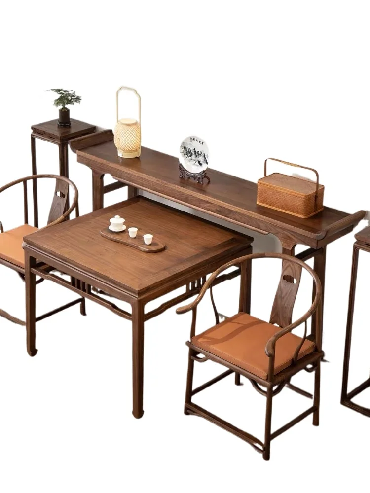 

New Chinese-style black walnut strip case entrance, Song-style aesthetic Shentai hall tilted head, end view table furniture