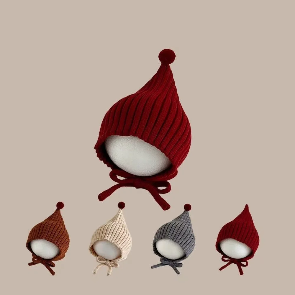 

Winter Baby Knitted Hat Pompom Solid Color Windproof Infant Toddler Kids Cap Warm Woolen Ear Protection Children's Pullover Hats