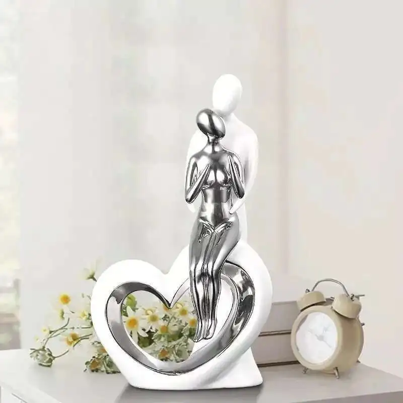 Male and female couples creative ceramic decorations, household figures, wine cabinet crafts, modern electroplating, living